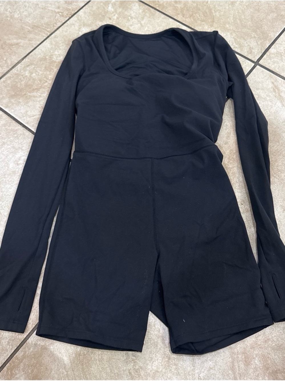 Women's Black Long-Sleeve Romper Jumpsuit